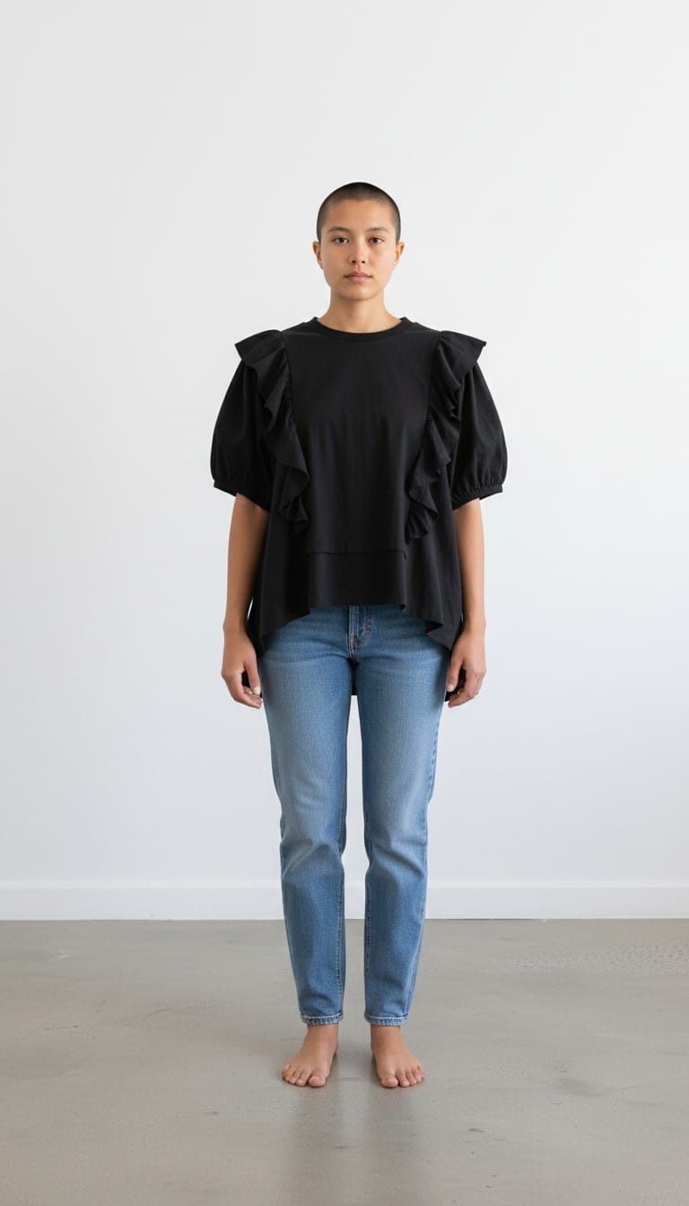 MAGLIA ASIMMETRICA CON VOLANT