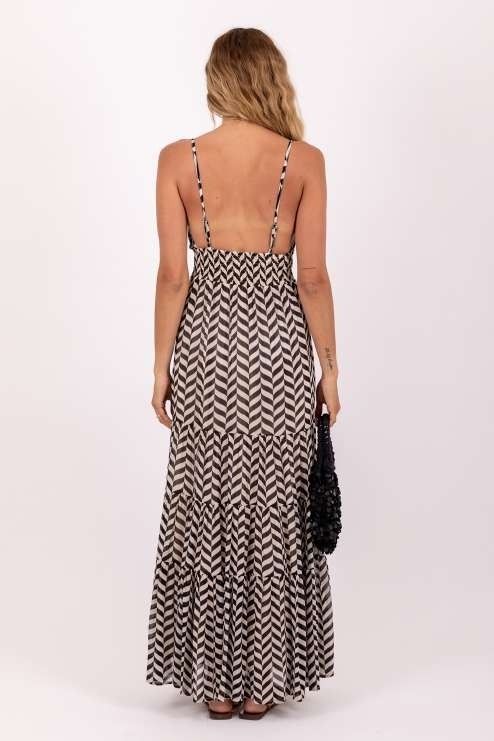 DITTA LONG DRESS BLACK & WHITE