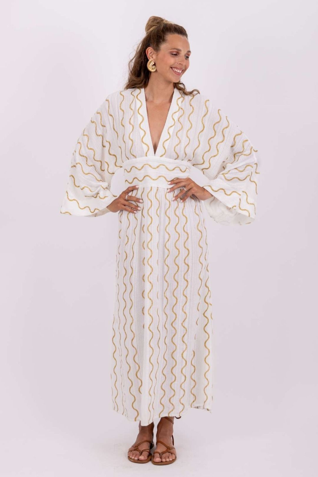 THAIS DRESS WHITE & GOLD