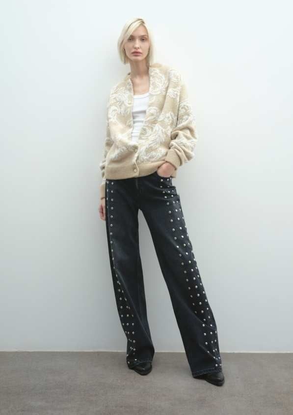 JEANS NERO BORCHIATO