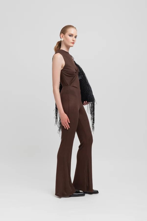 PANTALONI FLARE IN COSTINA