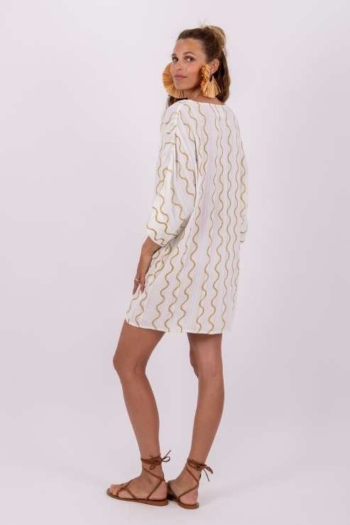 LEANDRE SHORT DRESS WHITE & GOLD