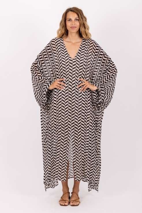 LOULI CAFTAN BLACK & WHITE