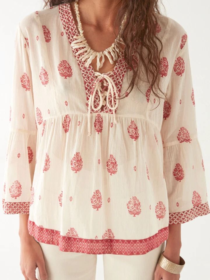 DELPHINE CAMICIA PANNA E FRAGOLA