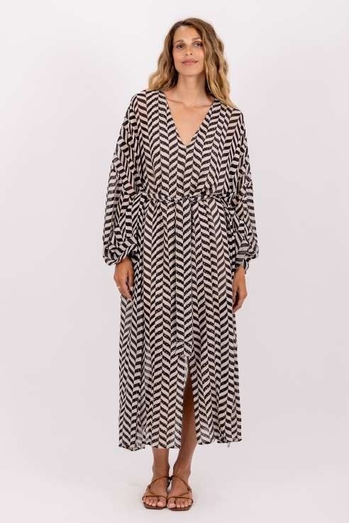 LOULI CAFTAN BLACK & WHITE