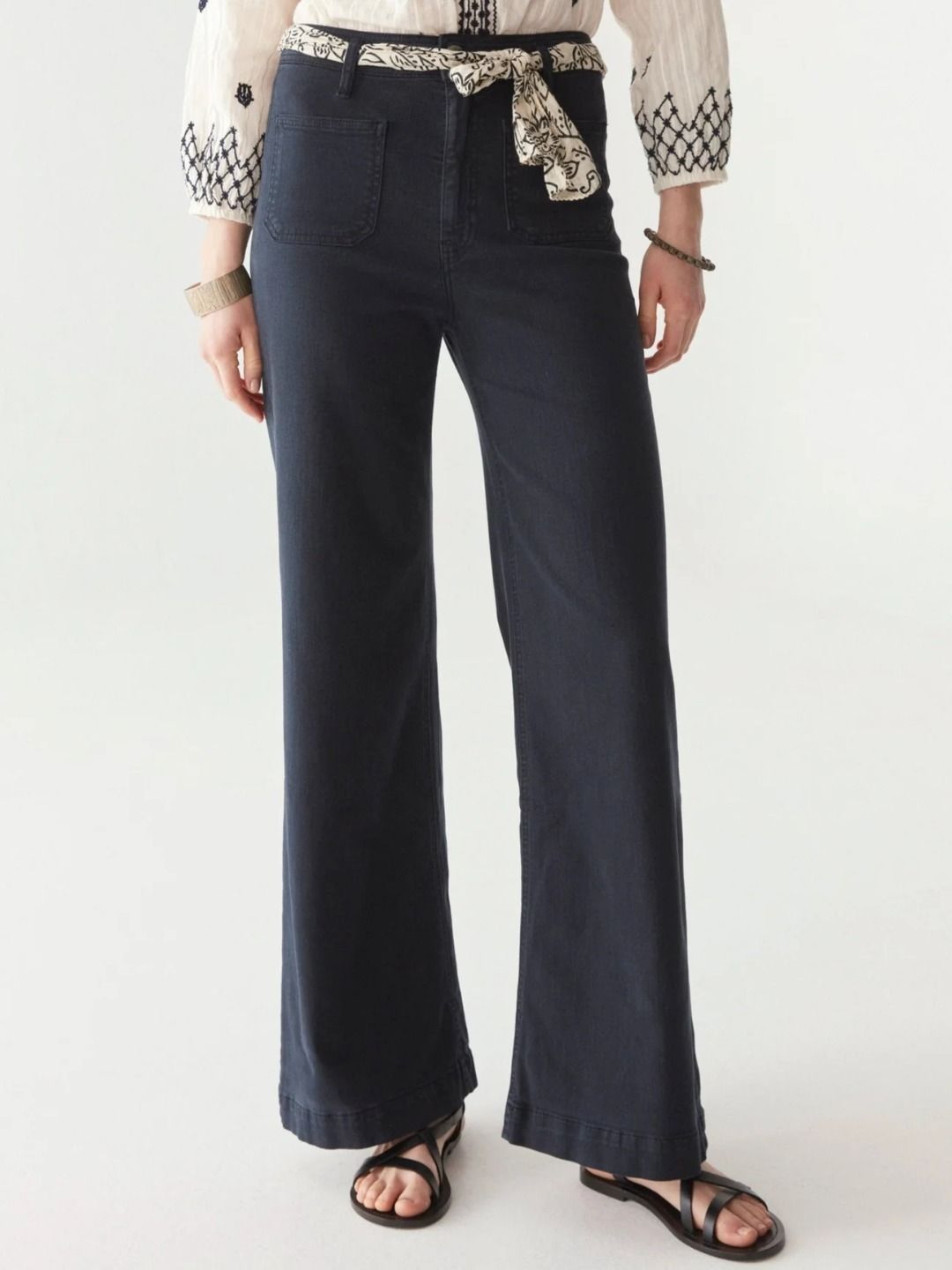 EDNA PANTALONI ECRU NAVY