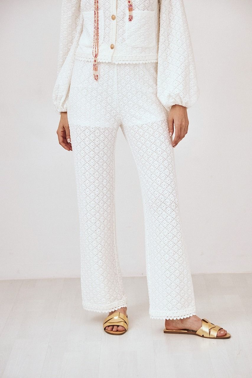 BANYU PANTALONE IN MAGLIA DI PIZZO