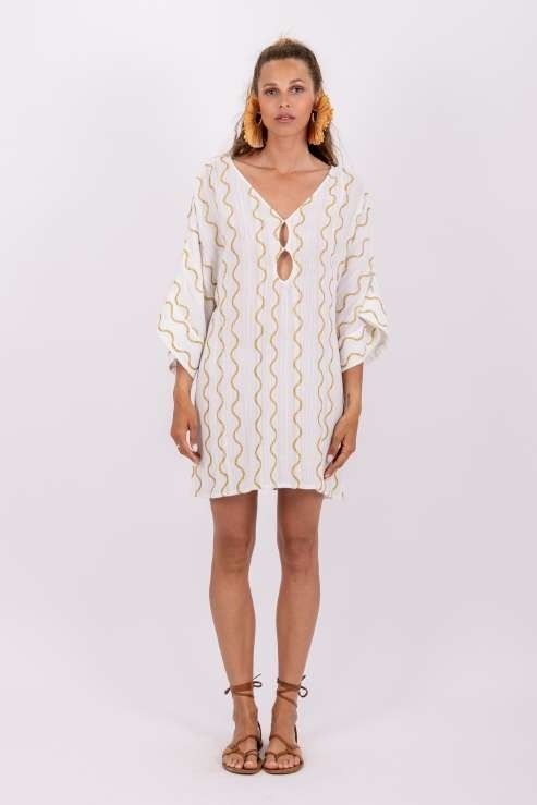 LEANDRE SHORT DRESS WHITE & GOLD