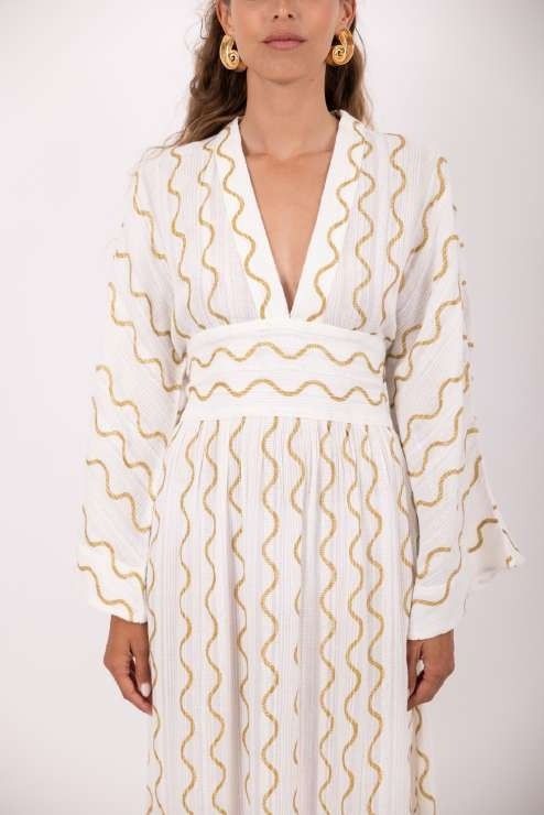 THAIS DRESS WHITE & GOLD