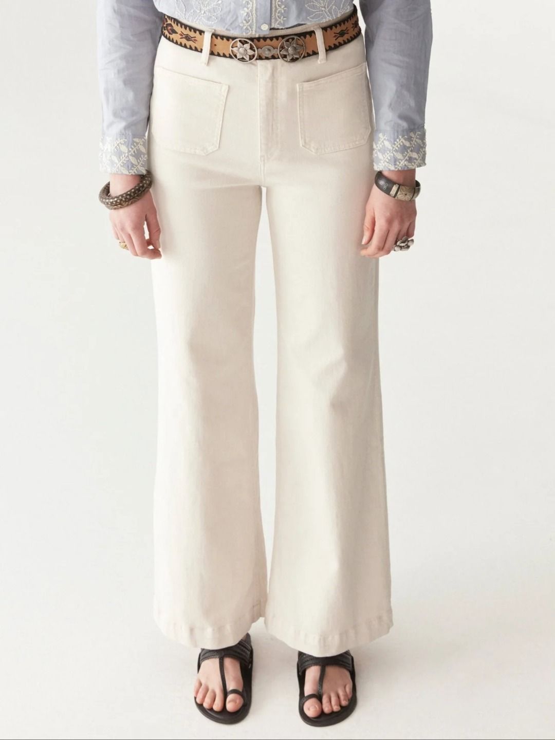 EDNA PANTALONI ECRU NAVY