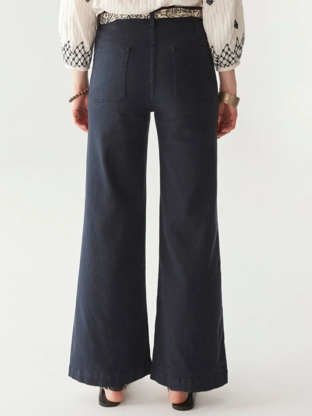 EDNA PANTALONI ECRU NAVY