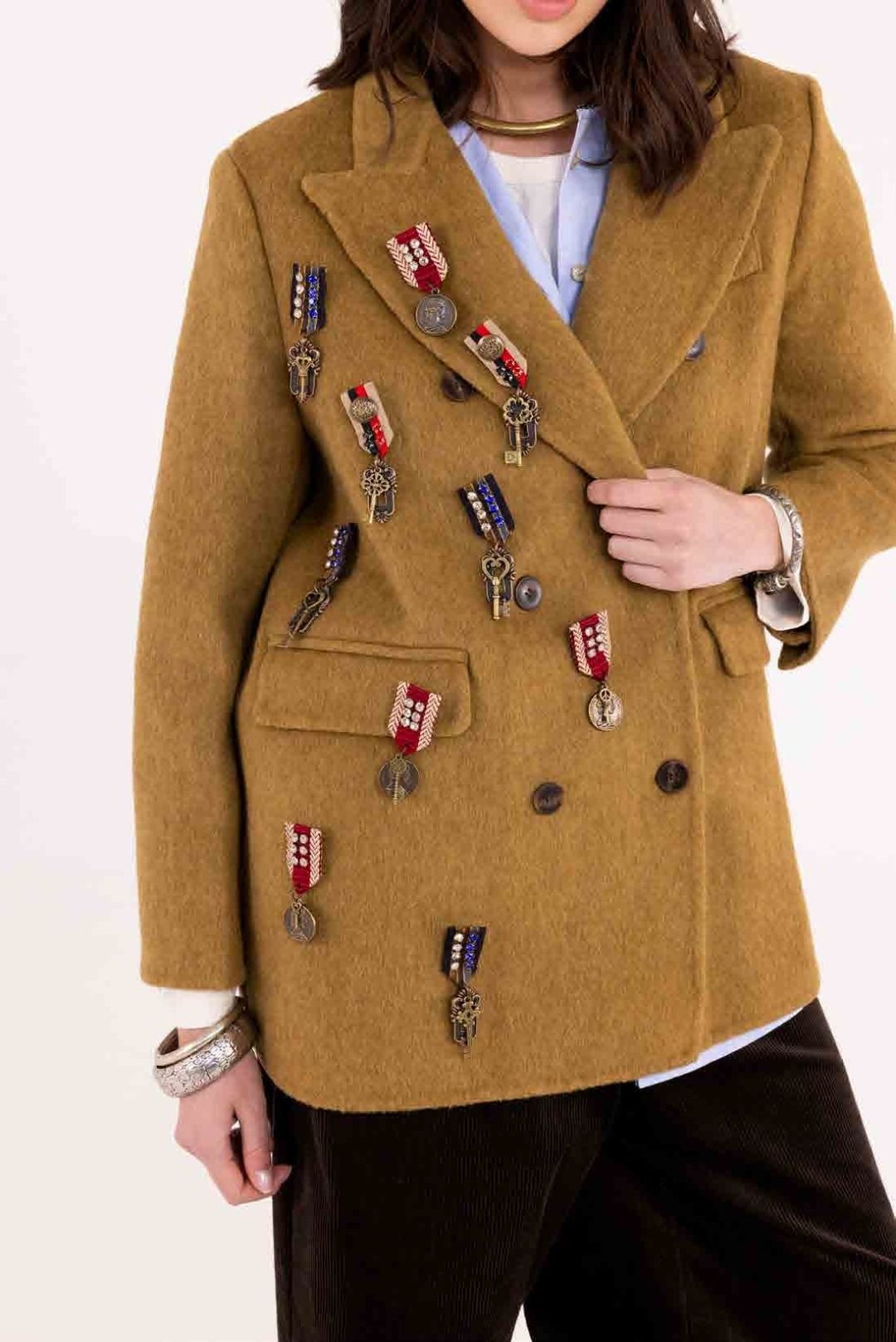CAPPOTTO IN LANA MULTI PINS