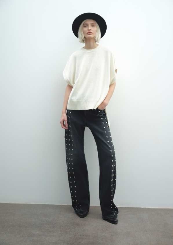 JEANS NERO BORCHIATO