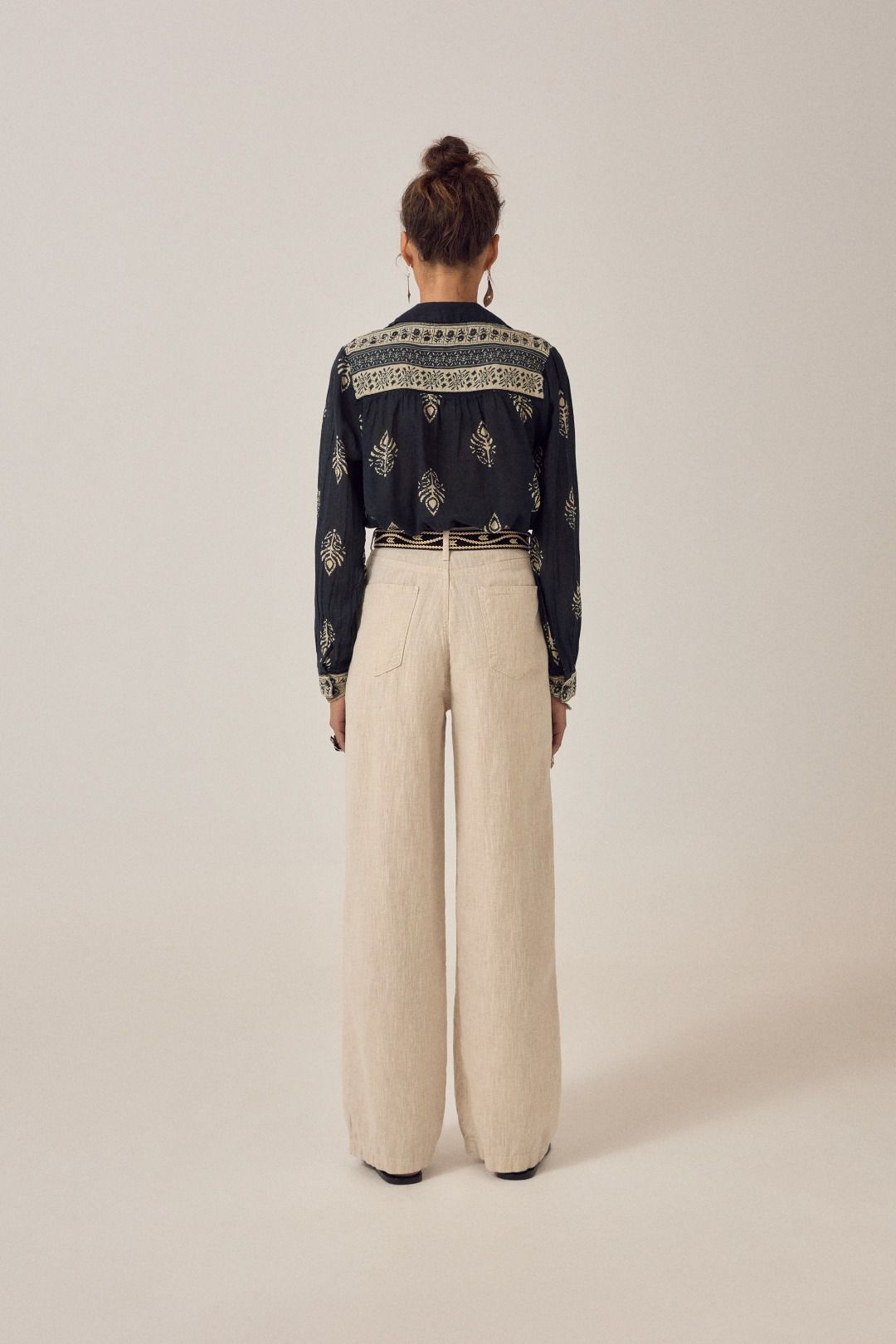PANTALONE IN LINO MARINA
