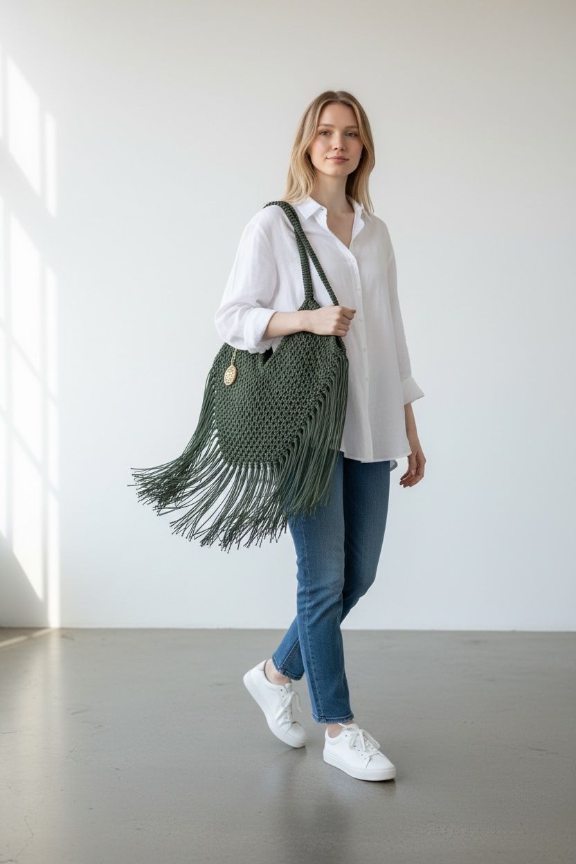 BORSA IN MACRAME CON FRANGE