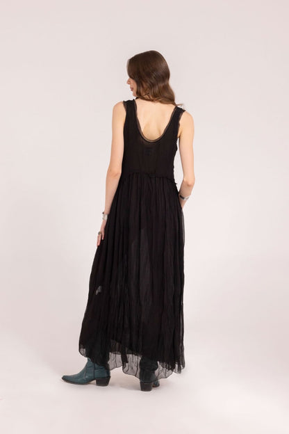 SLEEVELESS VISCOSE CREPON DRESS