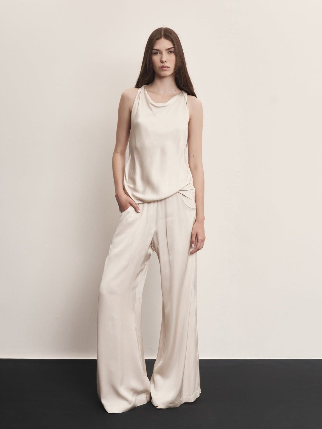 PANTALONE WIDE LEG IN RASO