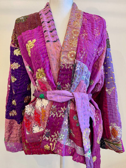 IRIS PATCHWORK SHORT KIMONO