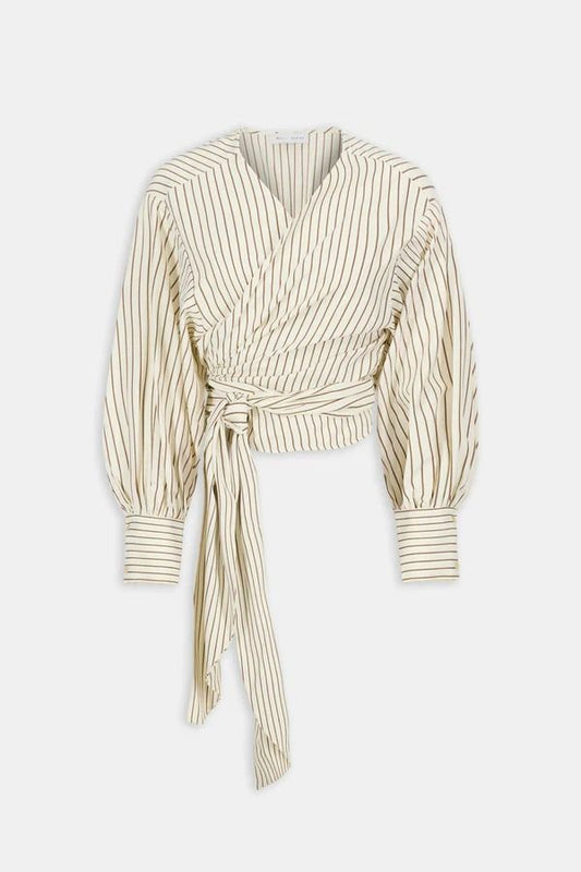 BLUSA IN POPELINE A RIGHE