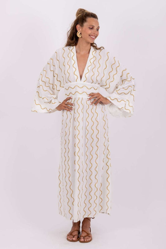 THAIS DRESS WHITE & GOLD