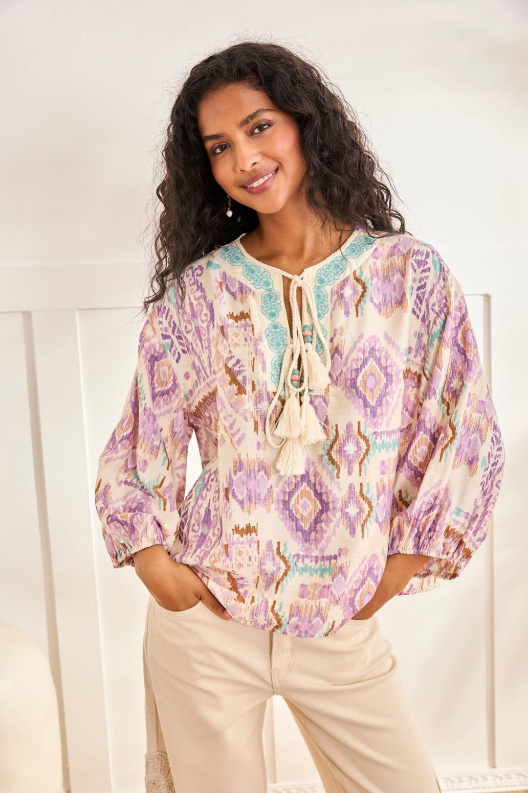 BLUSA STAMPA IKAT ABREL