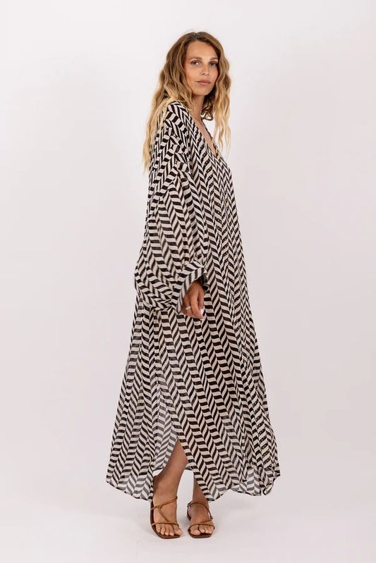 LOULI CAFTAN BLACK & WHITE