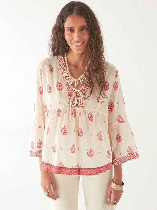 DELPHINE CAMICIA PANNA E FRAGOLA