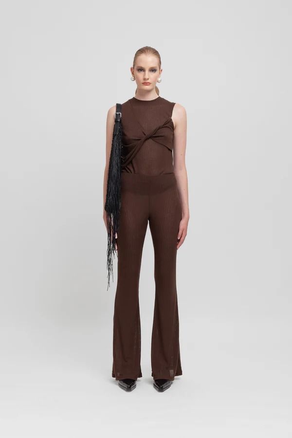 PANTALONI FLARE IN COSTINA