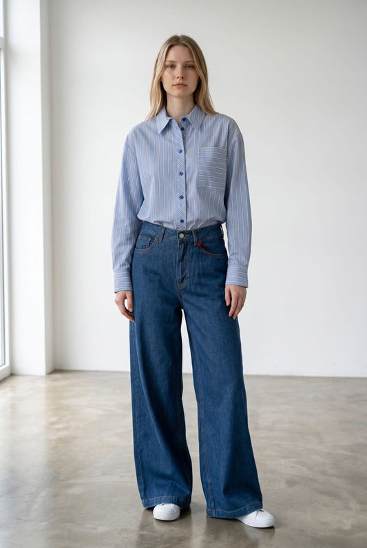 CAMICIA AZZURRA A RIGHE