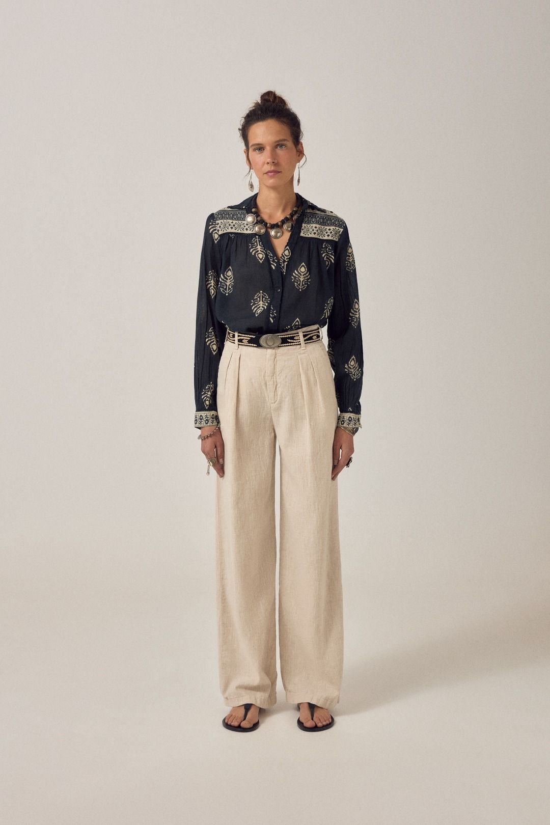 PANTALONE IN LINO MARINA