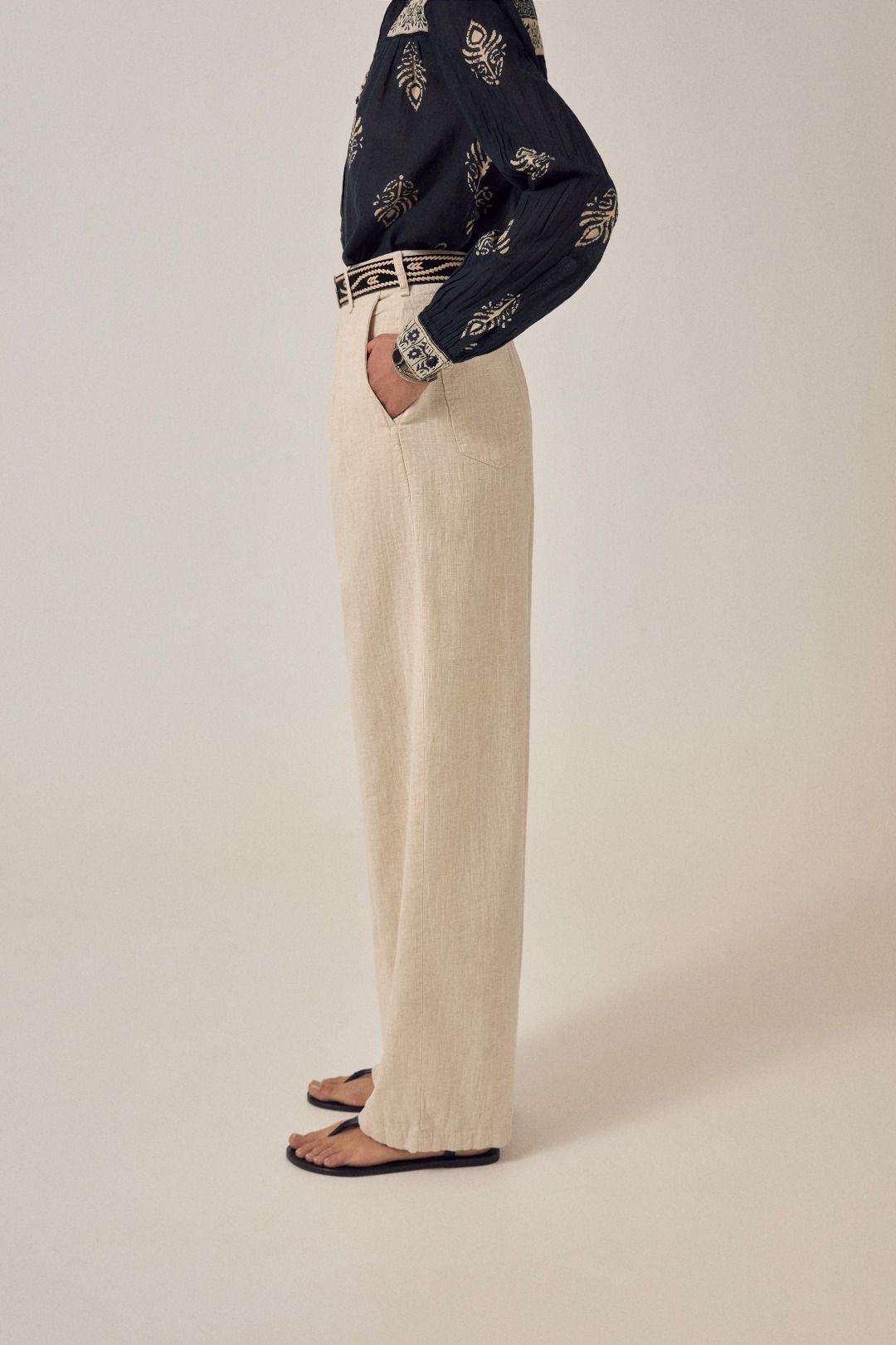 PANTALONE IN LINO MARINA