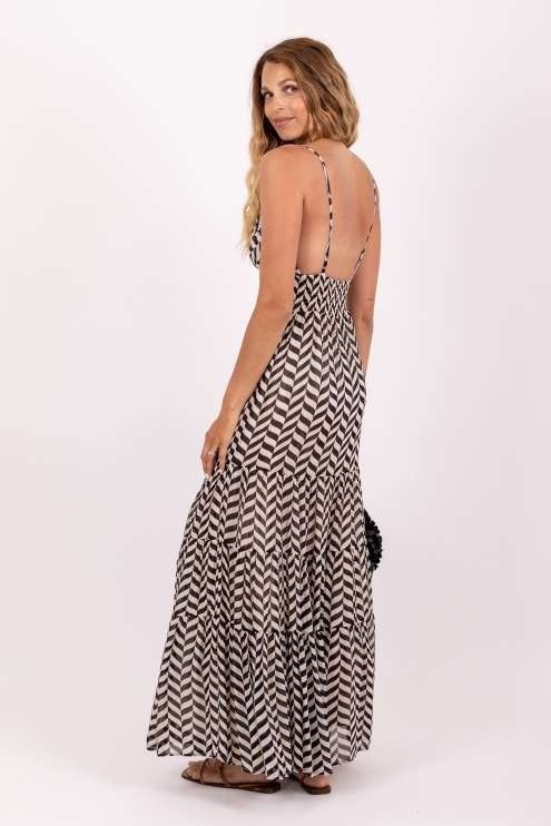 DITTA LONG DRESS BLACK & WHITE