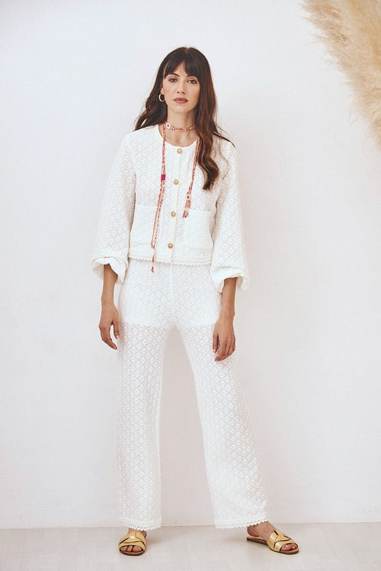 BANYU PANTALONE IN MAGLIA DI PIZZO