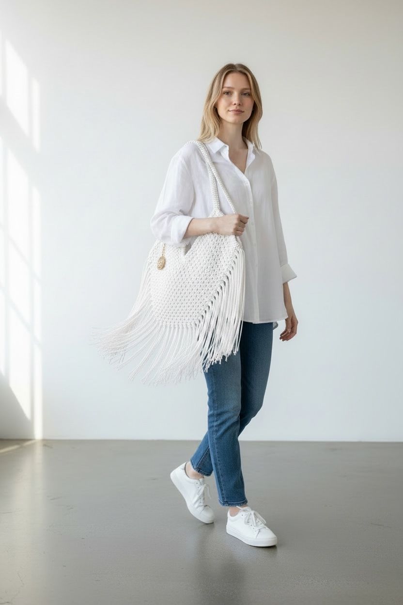 BORSA IN MACRAME CON FRANGE