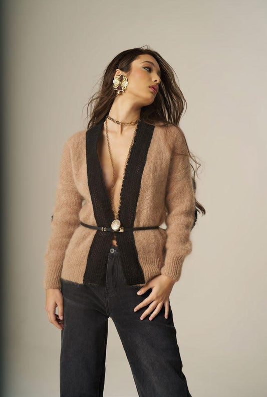 CARDIGAN MOHAIR CON CINTURA