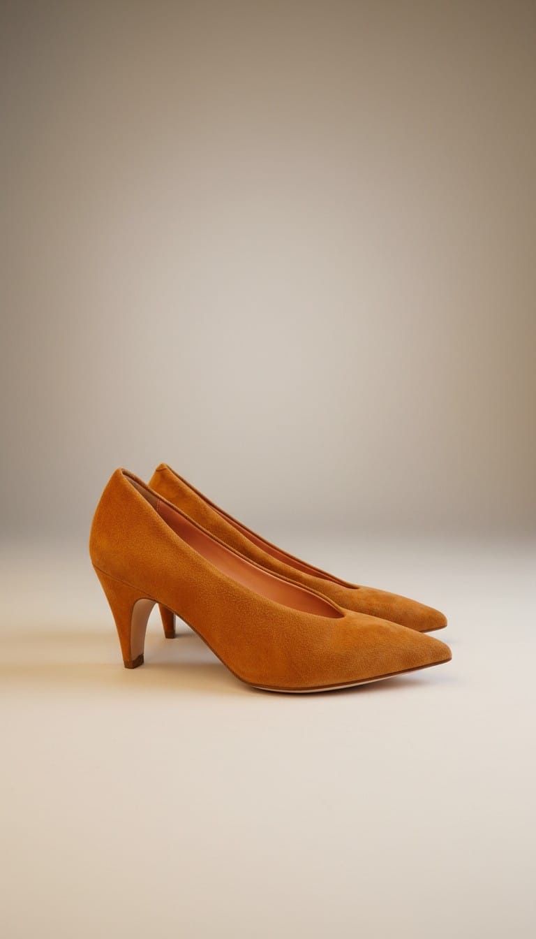 DECOLLETE CAMOSCIO COGNAC