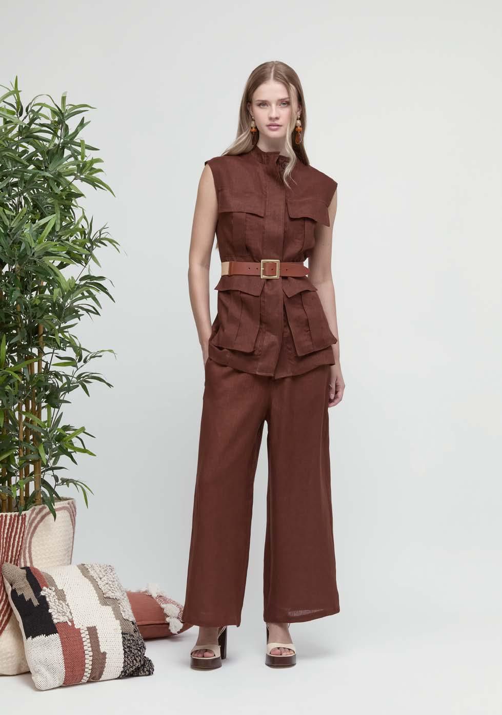PANTALONE IN LINO MOKA