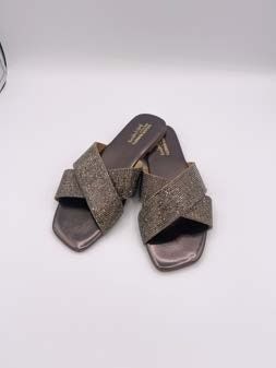 CRYSTAL CROSS-STRAP SLIDES