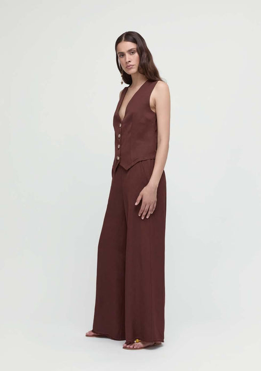 PANTALONE MOKA LINO E VISCOSA