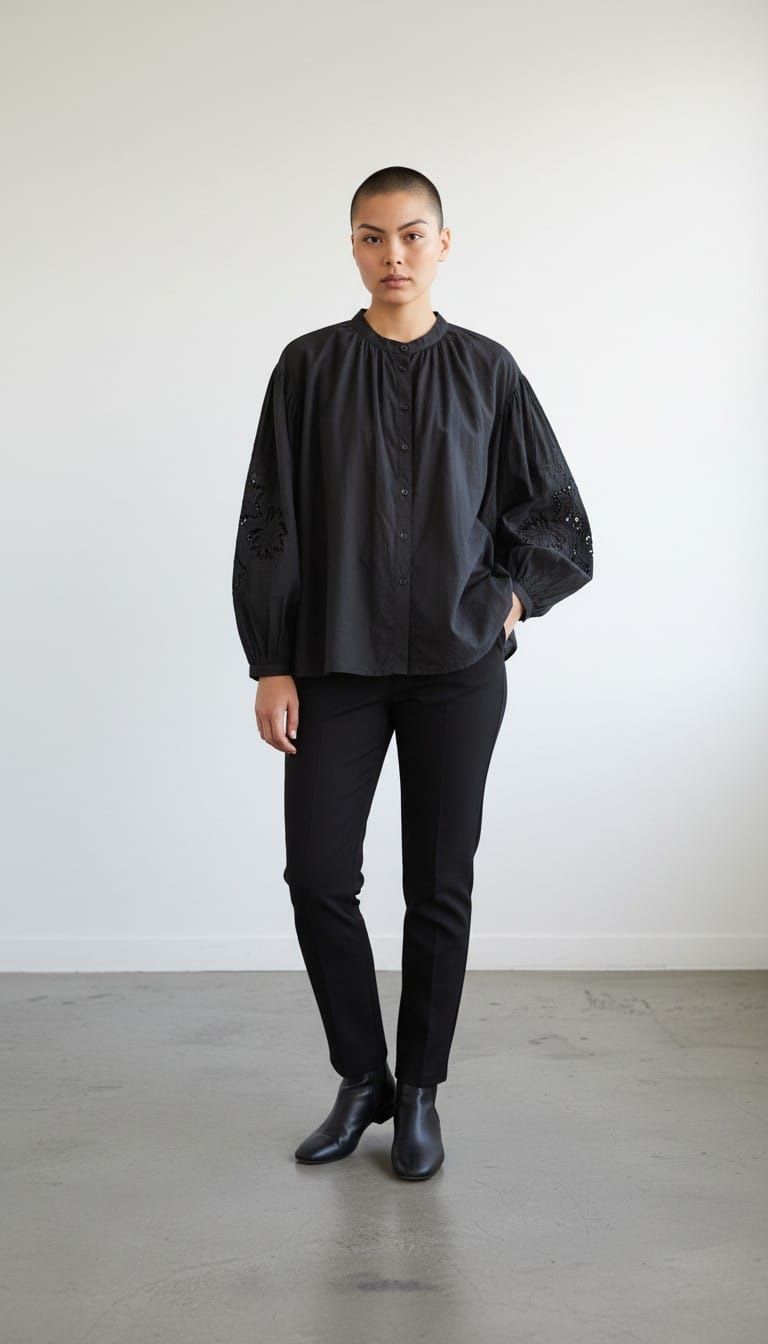 CAMICIA CON MANICA RICAMATA