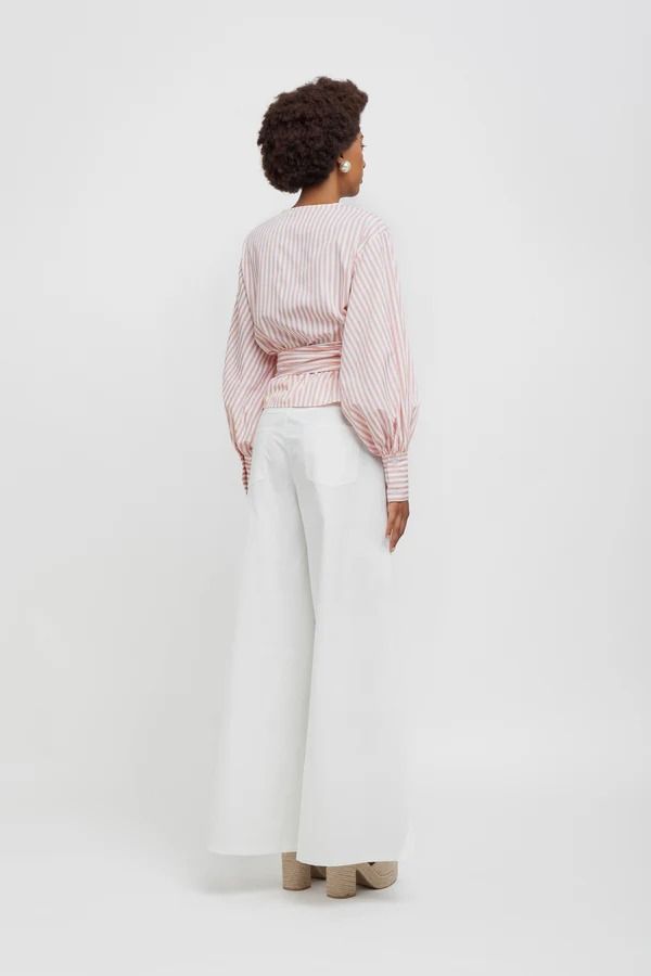 BLUSA IN POPELINE A RIGHE