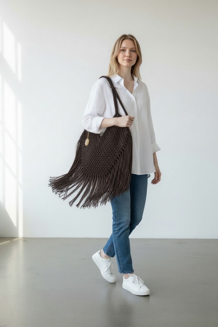 BORSA IN MACRAME CON FRANGE