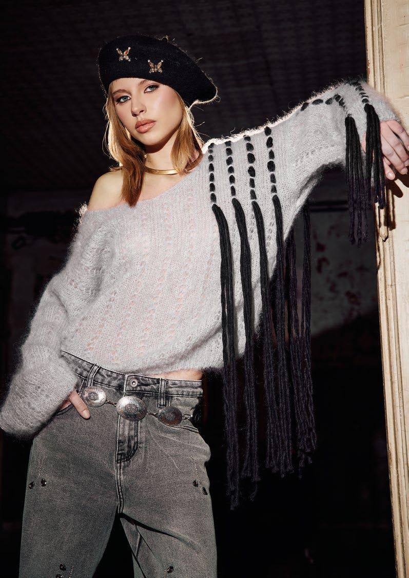 MAGLIA MOHAIR CON FRANGE