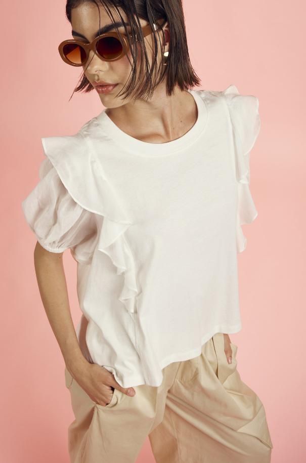 MAGLIA ASIMMETRICA CON VOLANT