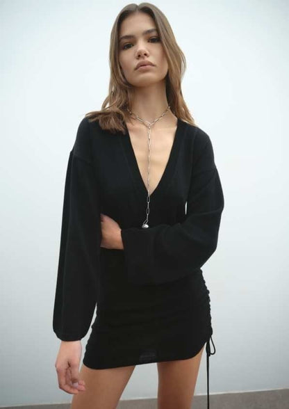JERSEY DRESS WITH DRAWSTRING