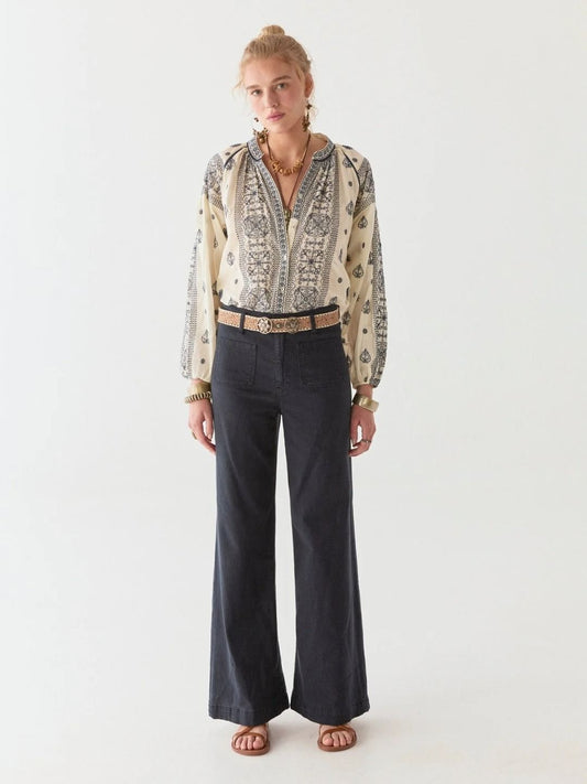 EDNA PANTALONI ECRU NAVY