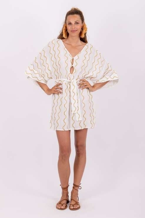 LEANDRE SHORT DRESS WHITE & GOLD