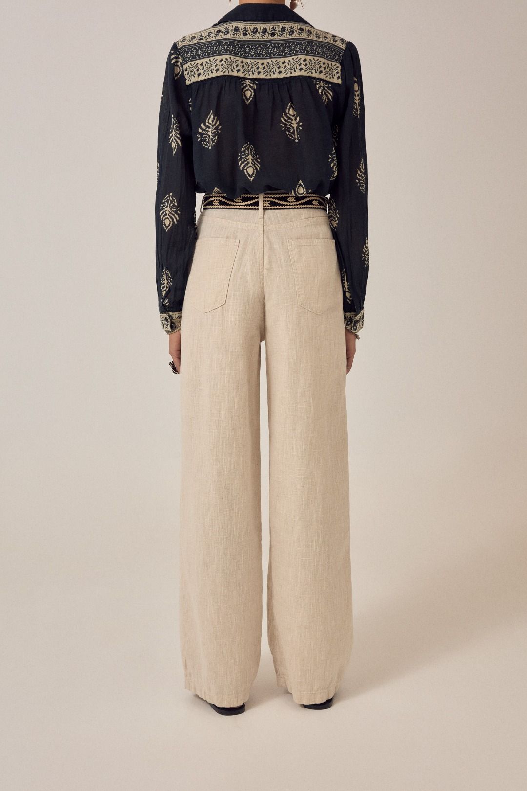 PANTALONE IN LINO MARINA