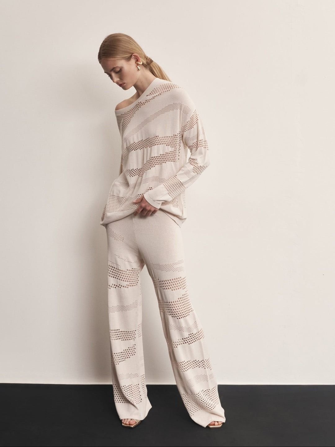 PANTALONE A RETE CREMA