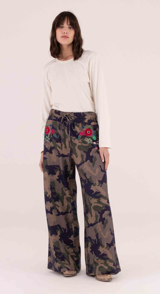 PANTALONE MILITARE CON RICAMI